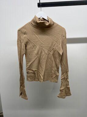 Classic Turtleneck Long Sleeve Top - Camel